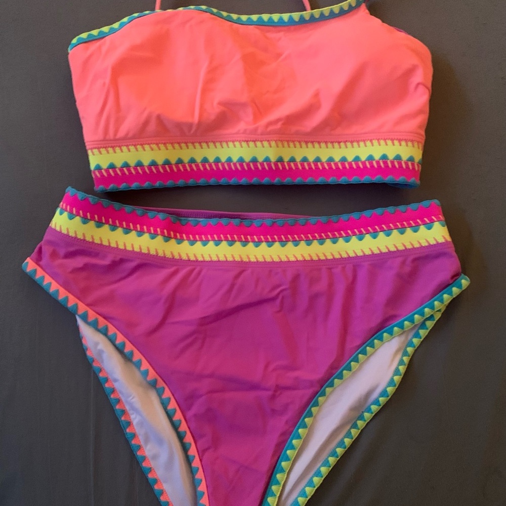 Vibrant Pink and Orange Bikini Set XL